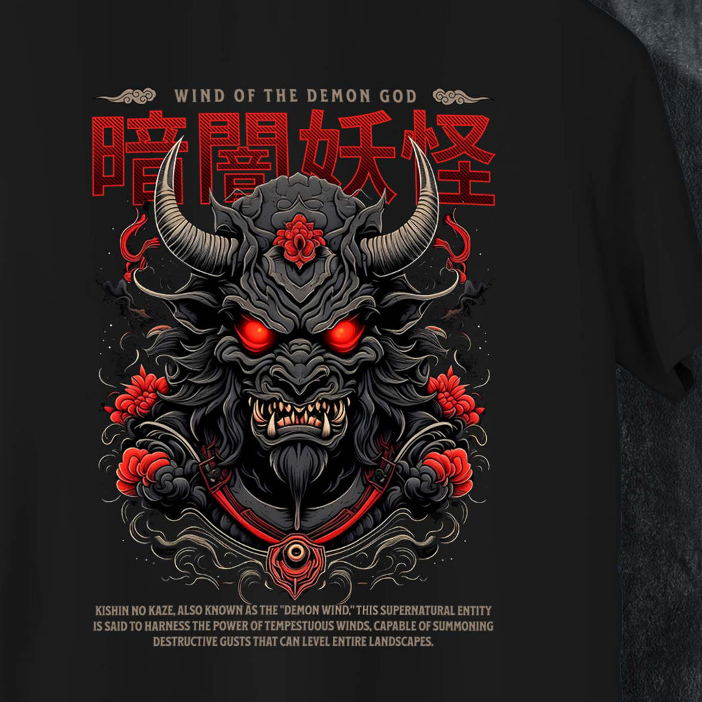 Demon God Wind T-Shirt – Dark Fantasy Anime-Inspired Graphic Tee