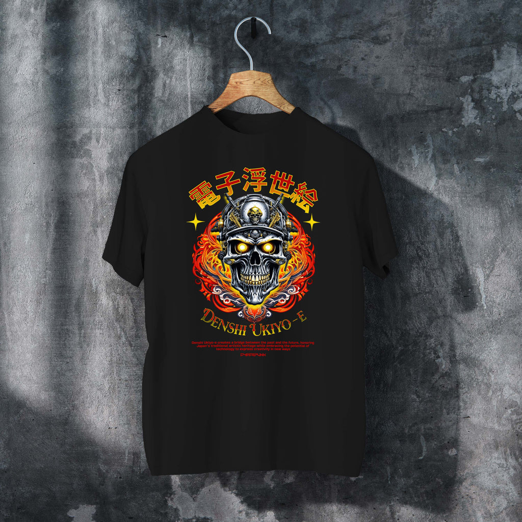 Vintage Japanese Ukiyo-E Denim T-Shirt – Unique Edo-Inspired Graphic Tee
