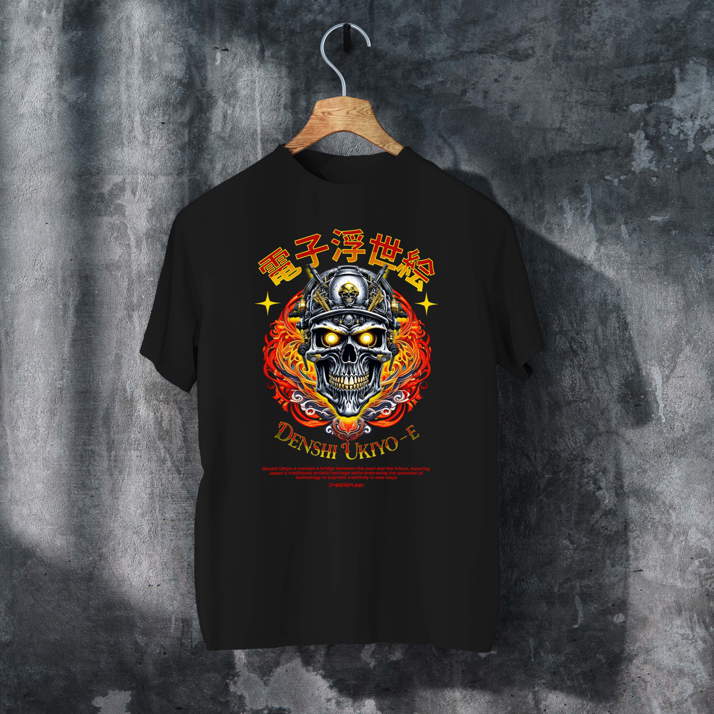 Vintage Japanese Ukiyo-E Denim T-Shirt – Unique Edo-Inspired Graphic Tee