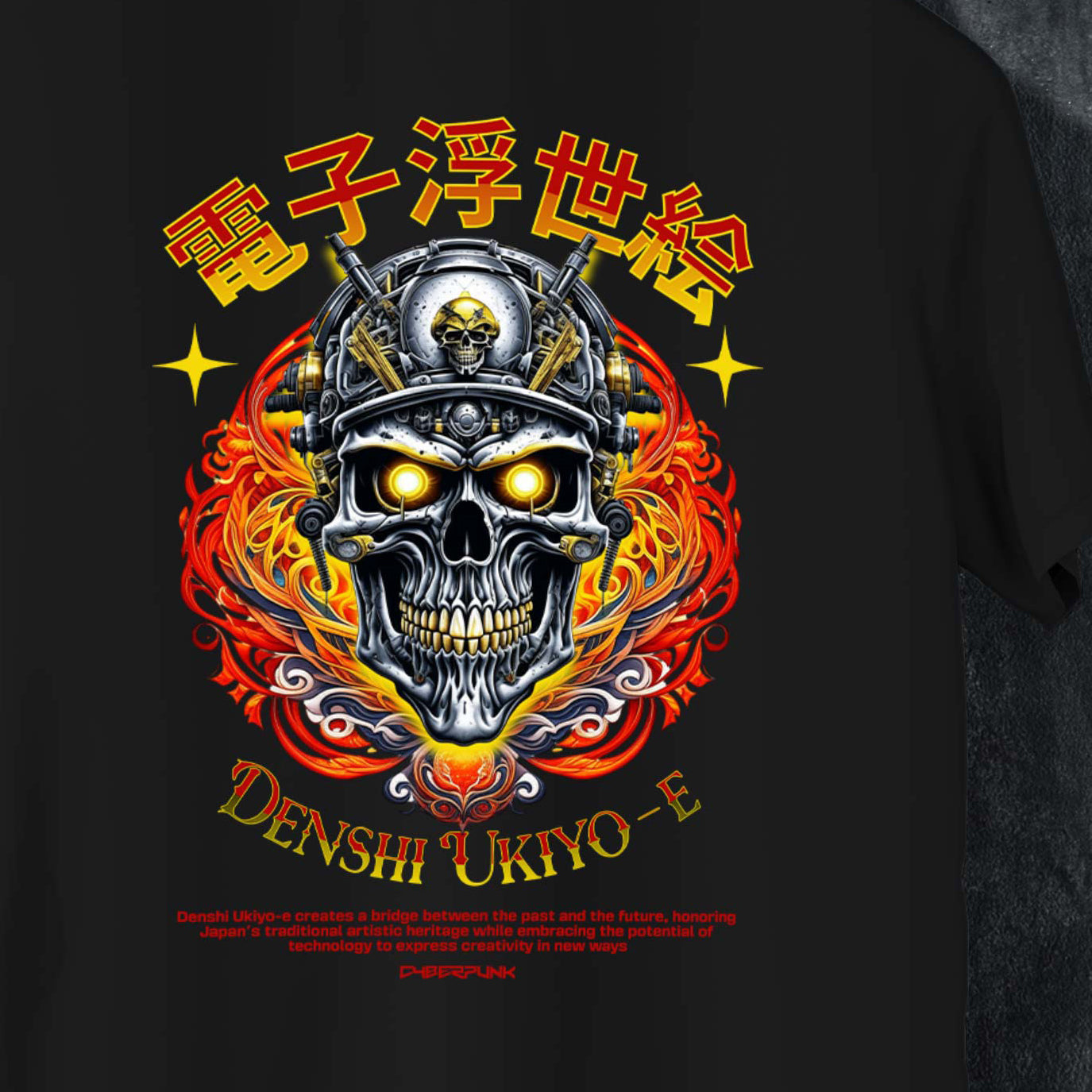 Vintage Japanese Ukiyo-E Denim T-Shirt – Unique Edo-Inspired Graphic Tee